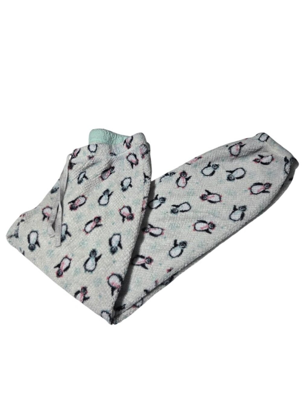 Muk Luk Fleece Pajama Pants Size Medium Penguin Print Cozy Loungewear PJS Soft